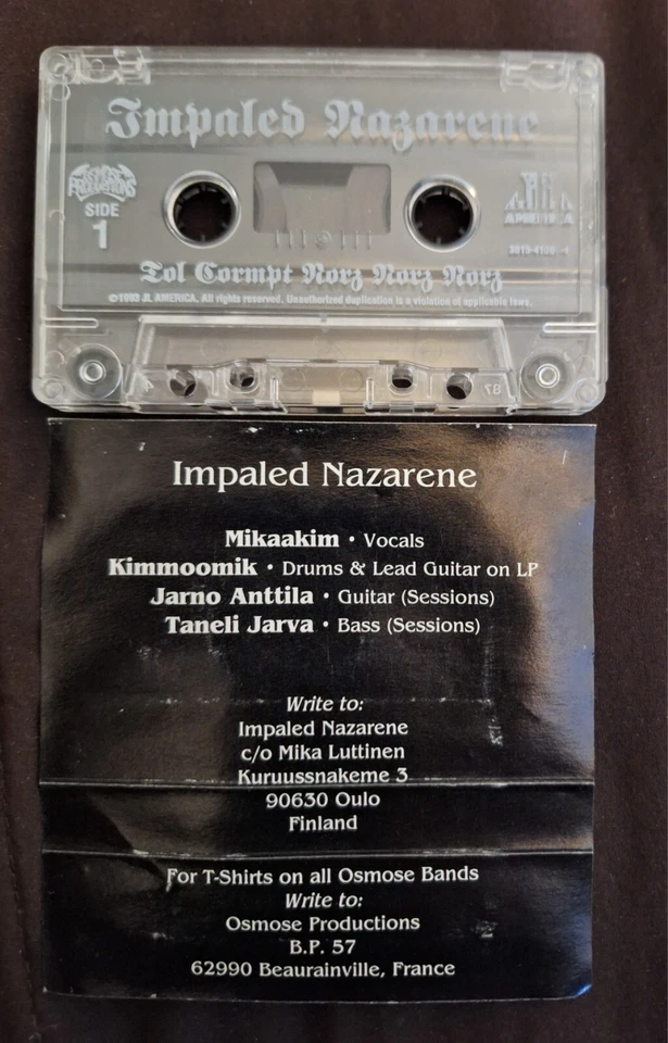 Impaled Nazarene – Tol Cormpt Norz Norz Norz / rare tape 1993 Osmose JL America - Image 2 of 2
