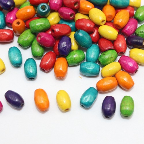 500 Mixed Colour 8X5mm Mini Oval Wood Beads~Wooden Spacer Beads