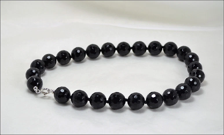 COLLANA IN ARGENTO 925 E ONICE FACCETTATO 16 mm CON NODINI AGLN 0207 - Immagine 2 di 3