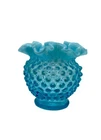 VNT FENTON VaseOpalescent Hobnail Scalloped Ruffled Crimped  5" Art Glass