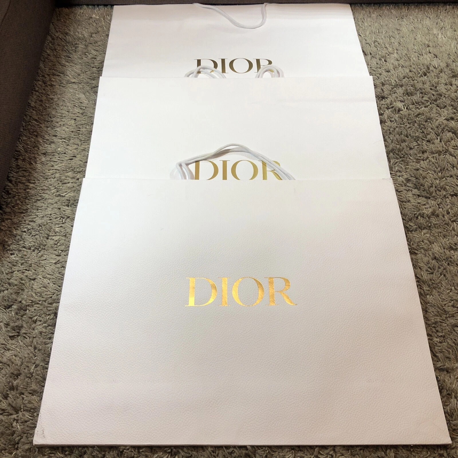 Authentique grand sac shopping blanc Dior 3 fourre tout cadeau   25