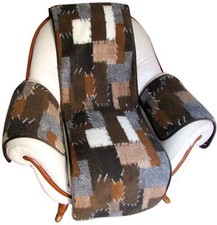 Sesselschoner Sessel- und Armlehnenschoner Patchwork 3 Teilig, 100% Wolle