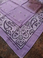 Vintage COLOR FAST Bandana Made In USA 100% COTTON Lavender RN 13962 Biker Hanki