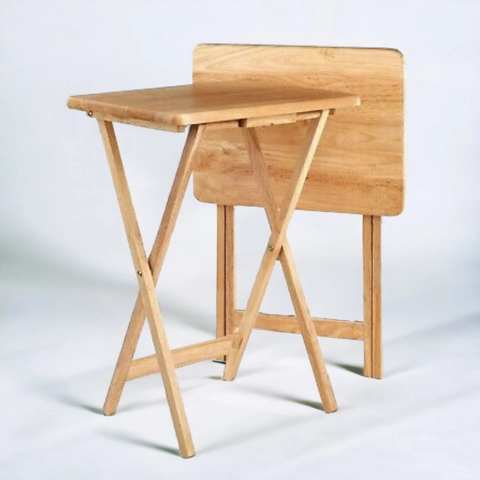 Small Folding Rubberwood TV Table Side Fold Computer Desk Table Diner Tea Coffee - Image 2 of 3