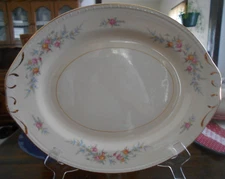 Georgian Platter 13 1/2" W Oval Eggshell Laughlin #C50N5 Porcelain White Pink !
