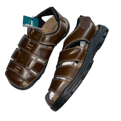 Thom McAn Men’s Size 9 Huarache Fisherman Sandals Memo Tech Marco Brown New - Picture 3 of 8