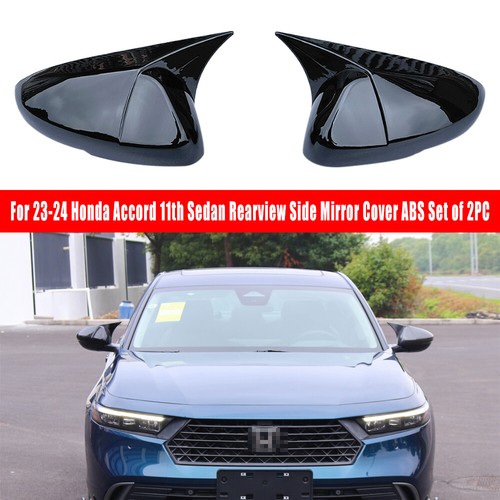 For Honda Accord 11th 23-24 2x Gloss Black Rplacement Side Mirror Cover Cap Trim - Picture 3 of 17