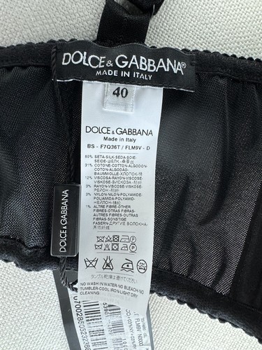 Dolce And Gabbana Black Bustier Bra Top Lace Crochet Satin Silk - Picture 12 of 16