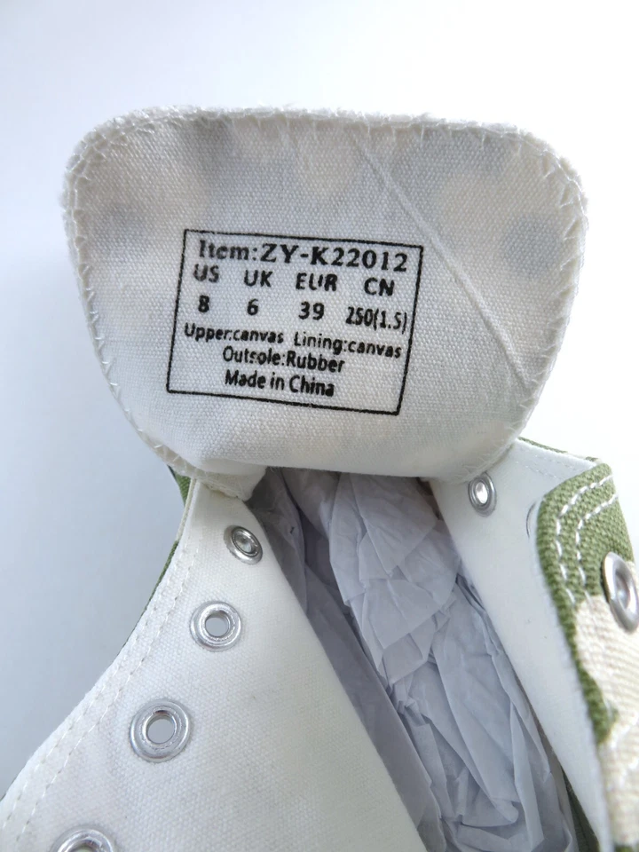 高帮运动鞋 鞋 橄榄绿色 花力 帆布 女式 尺码 8 全新 — 第 2/4 张图片