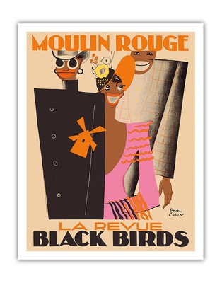 Moulin Rouge Paris France - La Revue Black Birds - Vintage Cabaret Poster 1929