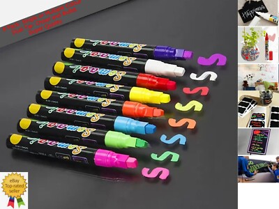 8er Pack - Flüssigkreide Marker Stifte Whiteboard Fenster Glas Schild hell bunt