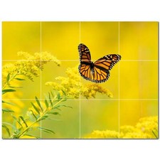 Butterfly Ceramic Tile Wall Mural PT500312. 17" W x 12.75" H 12 4.25 tiles