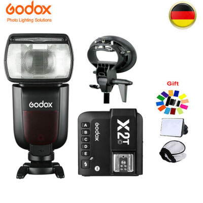 Godox TT685IIC TTL Blitz Aufsteckblitz + X2T-C Auslöser für Canon + Blitzhalter