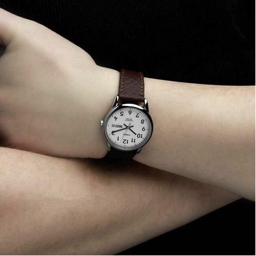 Timex T20041 Herren Lederarmband Analog Armbanduhr │ Weiß Dial │ Wr 30 M, │ 35mm - Bild 4 von 5