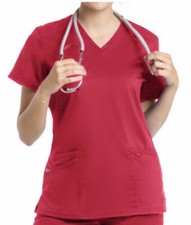 Landau Pro flex scrub red v-neck top Size 3XL
