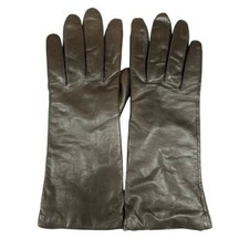VTG Grandoe Brown Leather Gloves Womens Sz 7.5 Cashmere lining