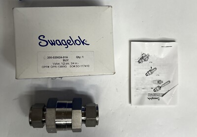 SWAGELOK SS-CHS12-1/3 Stainless Steel Poppet 5000 psig (344 bar) Check Valve