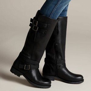 clarks womens long black boots