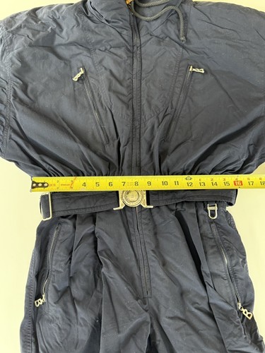 Vintage Bogner Ski Suit Midnight Blue Women's 12 Belted 1/2 Zip Elastic Waist - Picture 5 of 19