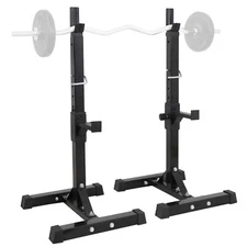 2PCS Adjustable Rack Sturdy Steel Squat Barbell Free Bench Press Stands at Home