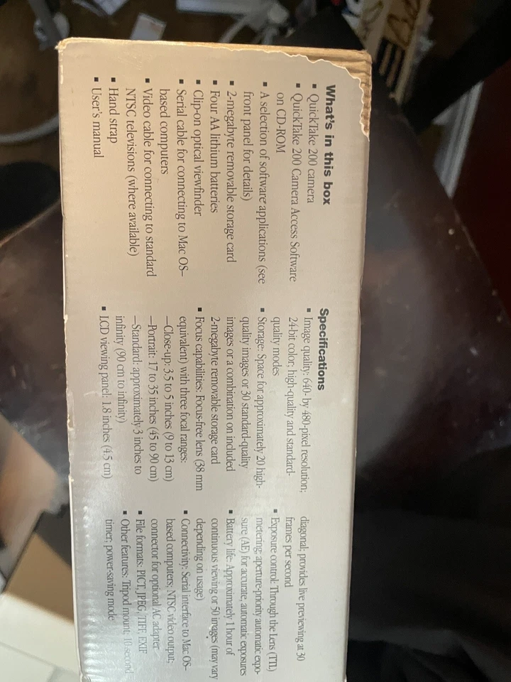 Apple QuickTake 100, 150 и 200 с ультра редкой картой 4 мг дополнительная коробка и питание от сети переменного тока - Изображение 3 из 4