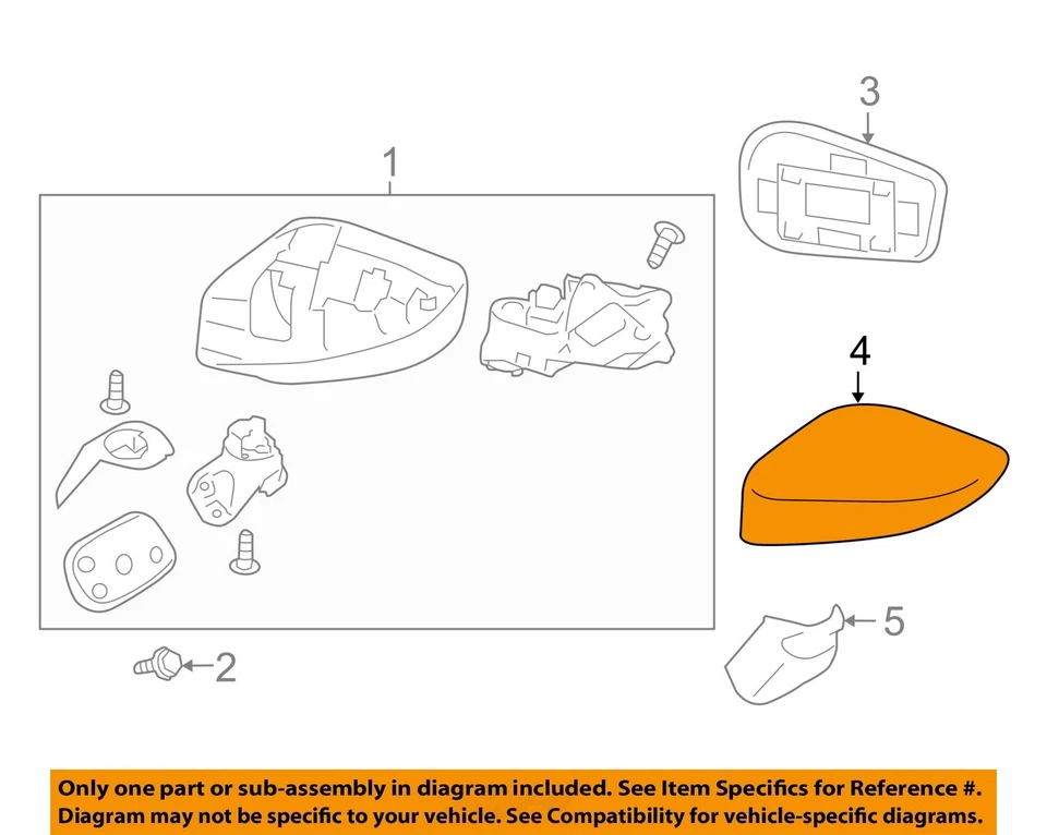 Espejo retrovisor lateral derecho negro OEM 2013 2014 2015 2016 Scion FR-S Foto 3 de 4