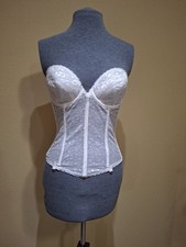 Vtg Carnival Corset Lace Long Line Underwire Boned Bra Bustier 34D Union Made