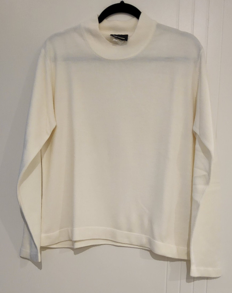 VINTAGE EXPRESSION LADIES OFF WHITE KNIT CREW NECK SWEATER ~ SIZE L