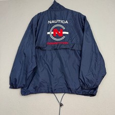 Vintage Nautica Windbreaker Jacket Men's Large Blue Full Zip 90s Sailing Yacht