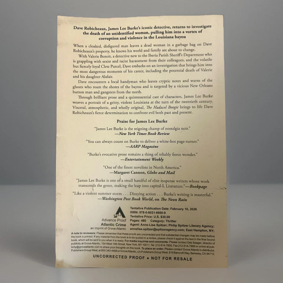 The Hadacol Boogie ARC 2/26 Trade Paperback by James Lee Burke - Dave Robicheaux - Image 2 of 2