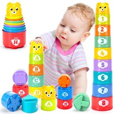 Ynanimery Stacking Cups Toys for Toddlers 1-3, Baby Small, Multicolor