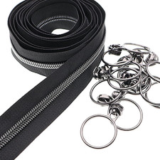  5 Black Nickel Metallic Nylon Coil Teeth Zippers by the Yard Bulk 10 Yards Blac