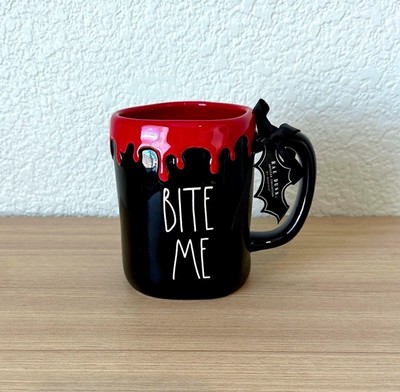 NWT Rae Dunn  BITE ME  Black w/Dripping Red Halloween Mug