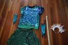 Dark Sea Siren Mermaid Women Outfit Costume Sz XL Sequins Vintage Belt Skirt Top — photo 4