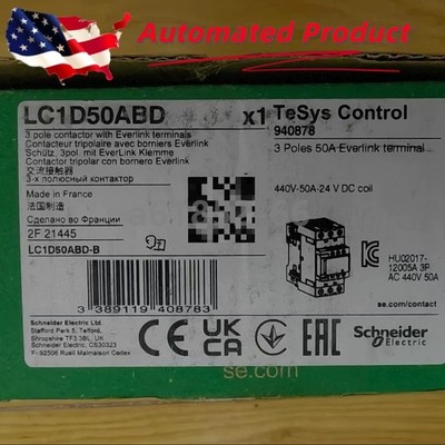 LC1D50ABD NEW Schneider IEC Contactor 50A 40HP at 480VAC24VDC coil