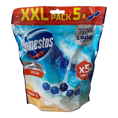 Domestos Power5 WC-Stein Ocean | 5x50g | Toilettenstein Duftstein Einhänger XXL