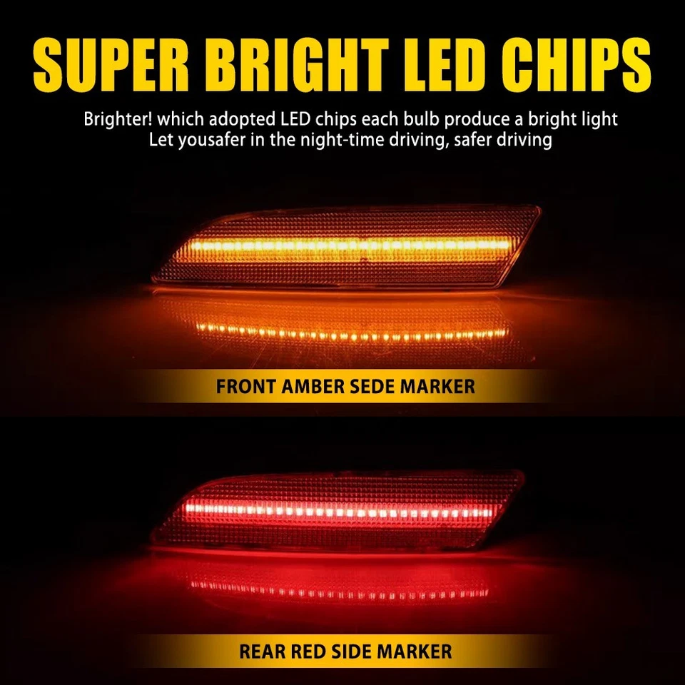 Luces de señalización laterales LED delanteras y traseras transparentes para Chrysler Crossfire 2004-2008 8 un. Foto 4 de 4