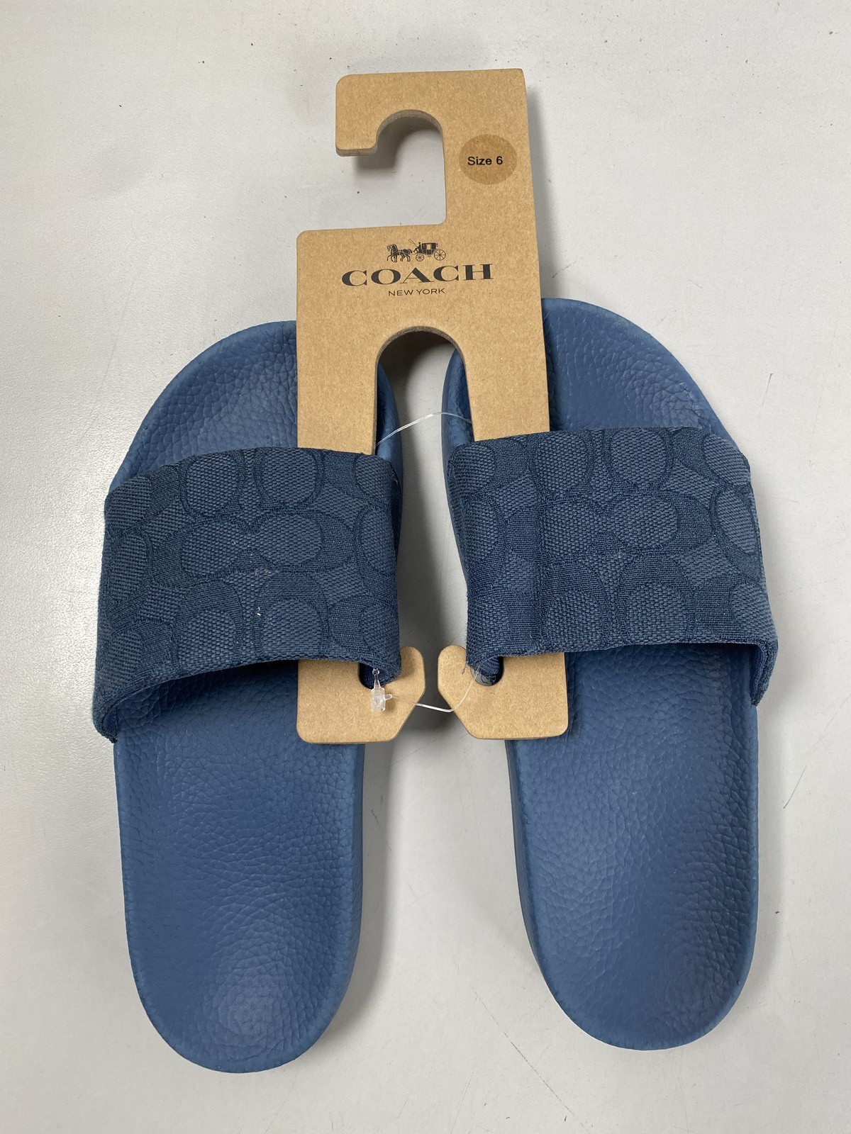 Coach Women's Uli Sport Slide Signature Jacquard in Dark Denim Blue Size 6US