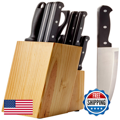 Retailer Basics 14-Piece High Carbon Stainless Steel Kitchen Knife Set Sharpener