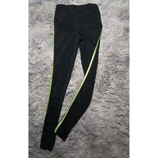 Weissman Dancewear Leggings Black Lime Green Stripe Size MC NWOT