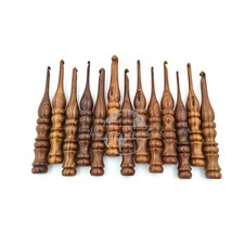 Shesham Wood Crochet Hooks Set of 13 - Sizes 3.5 mm to 12 mm   Premium Wooden...
