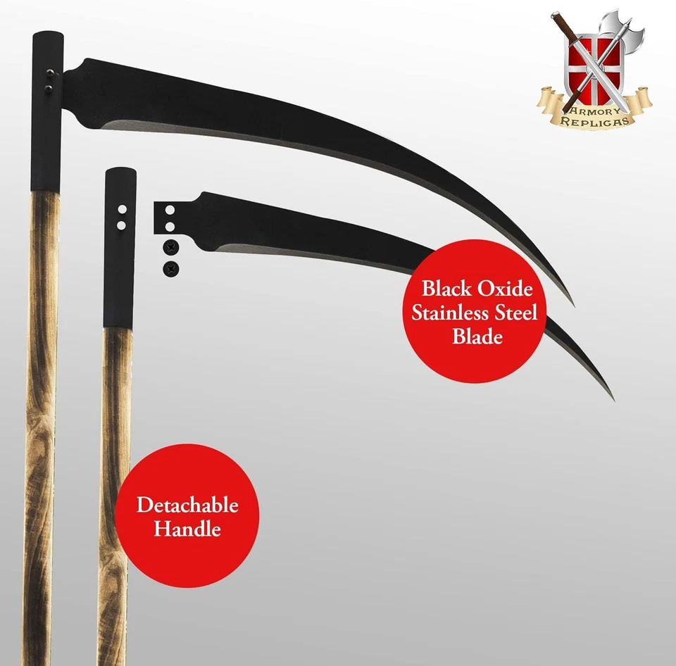 80-дюймовый реквизит Grim Reaper Monster Scythe в натуральную величину, костюм смерти косплей оружие - Изображение 3 из 4