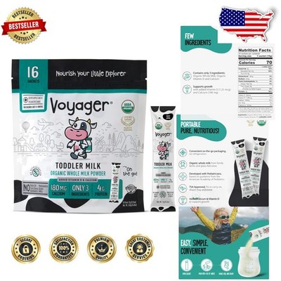 Organic Toddler Milk On The Go - Shelf Stable, Grass-Fed, No GMOs, 16ct Pack