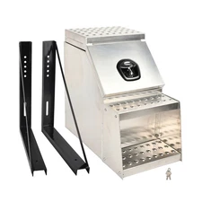 25"x28"x15" Aluminum Side Mount Saddle Step Truck Tool Box+24" Mounting Brackets