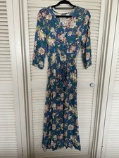 Sunday Mi Amor Womans S Floral Pink Blue Bohemian Babydoll Smocked Maxi Dress