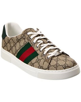 Gucci Ace Web Gg Supreme Canvas & Leather Sneaker Men's
