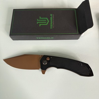 Tenable Knives Entity Folding Knife 3½'' 14C28N Steel Blade Black Aluminum Handle