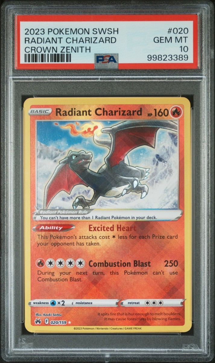 PSA 10 Radiant Charizard 020/159 Crown Zenith Radiant Rare Pokemon