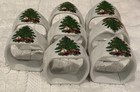 Set of 8 Holiday Christmas Ceramic Napkin Rings White with Holly CERP-371
