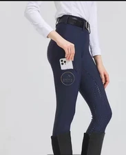 *LAST PAIR* *XS* Royal Blue Full-Seat Riding Breeches With Cell-Phone Pocket